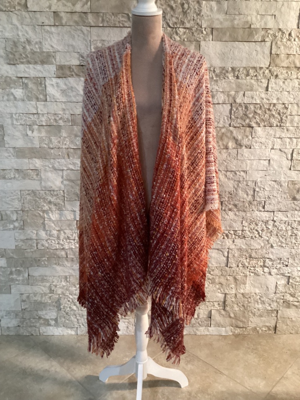 Steve Madden Colorful Fringe Knot Poncho / Ruana (NWT)